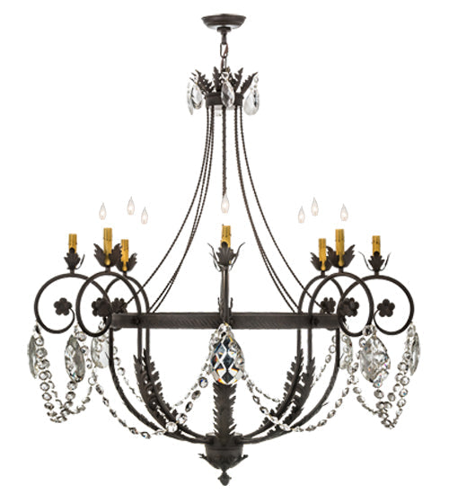 Meyda Lighting Antonia 45" 8-Light Chestnut Chandelier With Amber Faux Candlelight