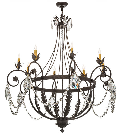 Meyda Lighting Antonia 45" 8-Light Chestnut Chandelier With Amber Faux Candlelight