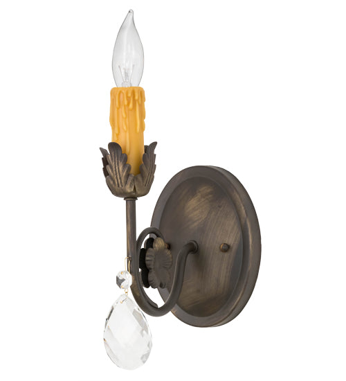 Meyda Lighting Antonia 5" Antique Brass Matte Wall Sconce With Amber Faux Candlelight