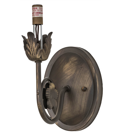 Meyda Lighting Antonia 5" Antique Brass Matte Wall Sconce With Amber Faux Candlelight