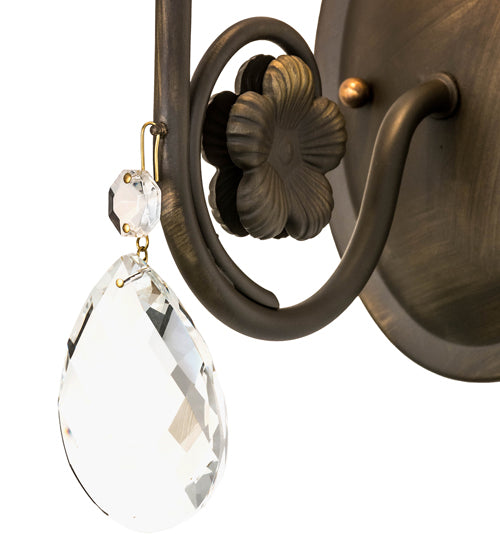 Meyda Lighting Antonia 5" Antique Brass Matte Wall Sconce With Beige Natural Linen Textrene Shade