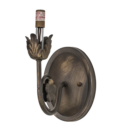 Meyda Lighting Antonia 5" Antique Brass Matte Wall Sconce With Beige Natural Linen Textrene Shade
