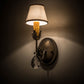 Meyda Lighting Antonia 5" Antique Brass Matte Wall Sconce With Beige Natural Linen Textrene Shade