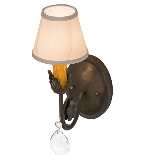 Meyda Lighting Antonia 5" Antique Brass Matte Wall Sconce With Beige Natural Linen Textrene Shade