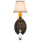 Meyda Lighting Antonia 5" Antique Brass Matte Wall Sconce With Beige Natural Linen Textrene Shade