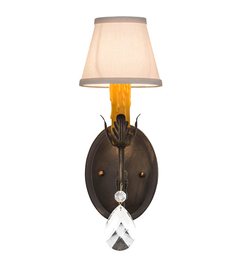 Meyda Lighting Antonia 5" Antique Brass Matte Wall Sconce With Beige Natural Linen Textrene Shade