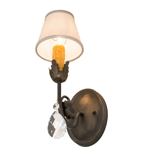 Meyda Lighting Antonia 5" Antique Brass Matte Wall Sconce With Beige Natural Linen Textrene Shade