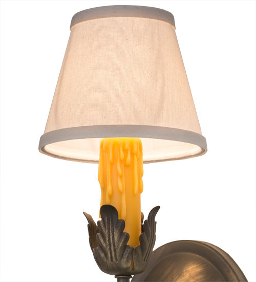 Meyda Lighting Antonia 5" Antique Brass Matte Wall Sconce With Beige Natural Linen Textrene Shade
