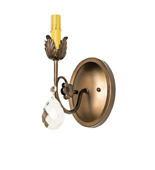 Meyda Lighting Antonia 5" Antique Copper Wall Sconce With White Glossy Parchment Paper Shade