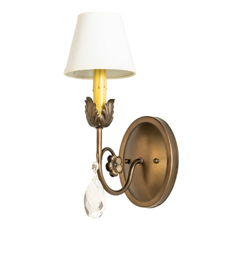 Meyda Lighting Antonia 5" Antique Copper Wall Sconce With White Glossy Parchment Paper Shade