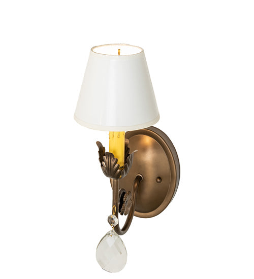 Meyda Lighting Antonia 5" Antique Copper Wall Sconce With White Glossy Parchment Paper Shade