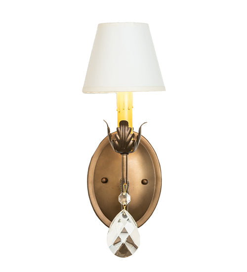 Meyda Lighting Antonia 5" Antique Copper Wall Sconce With White Glossy Parchment Paper Shade