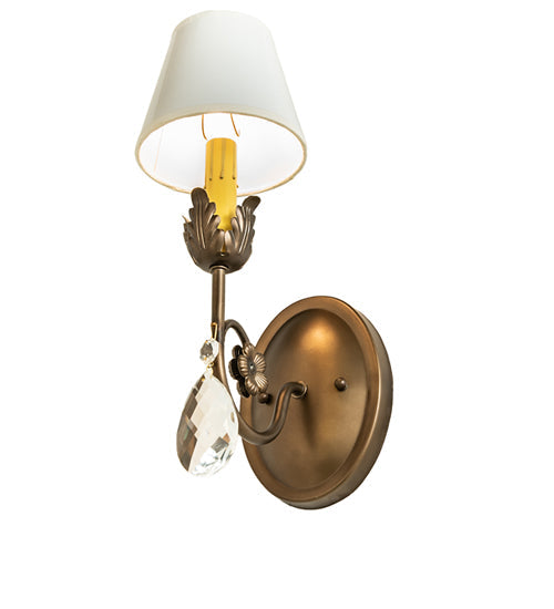 Meyda Lighting Antonia 5" Antique Copper Wall Sconce With White Glossy Parchment Paper Shade