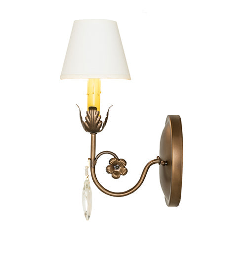 Meyda Lighting Antonia 5" Antique Copper Wall Sconce With White Glossy Parchment Paper Shade