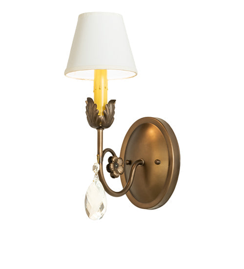 Meyda Lighting Antonia 5" Antique Copper Wall Sconce With White Glossy Parchment Paper Shade