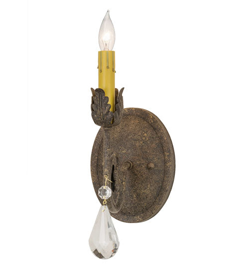 Meyda Lighting Antonia 5" Antiquity Textured Wall Sconce With Ivory Faux Candlelight
