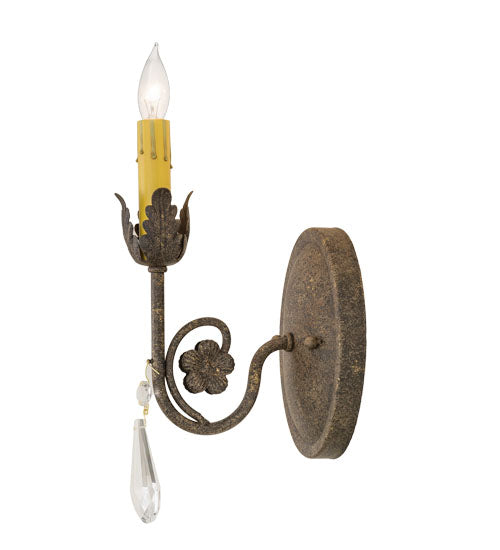 Meyda Lighting Antonia 5" Antiquity Textured Wall Sconce With Ivory Faux Candlelight