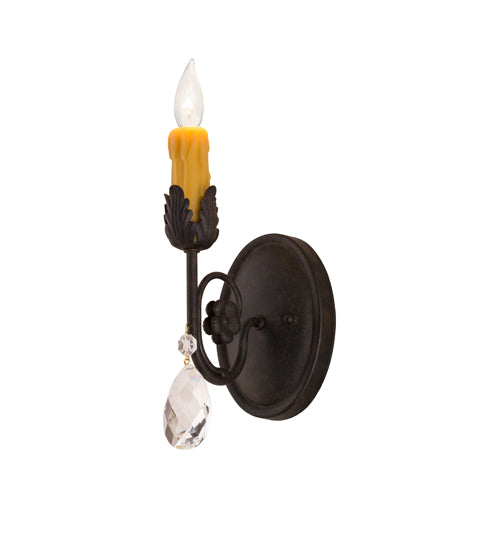 Meyda Lighting Antonia 5" Chestnut Wall Sconce With Amber Mica Shade Glass