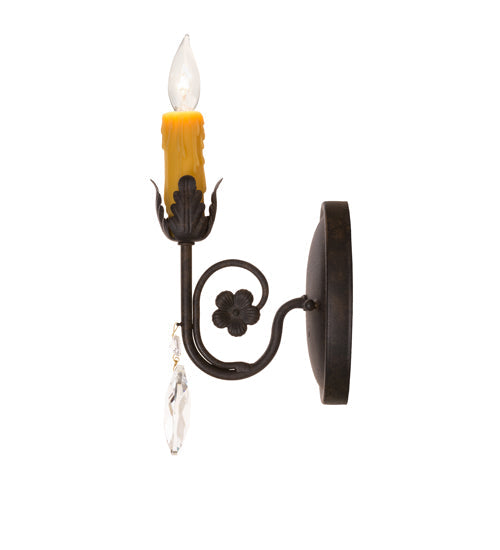 Meyda Lighting Antonia 5" Chestnut Wall Sconce With Amber Mica Shade Glass