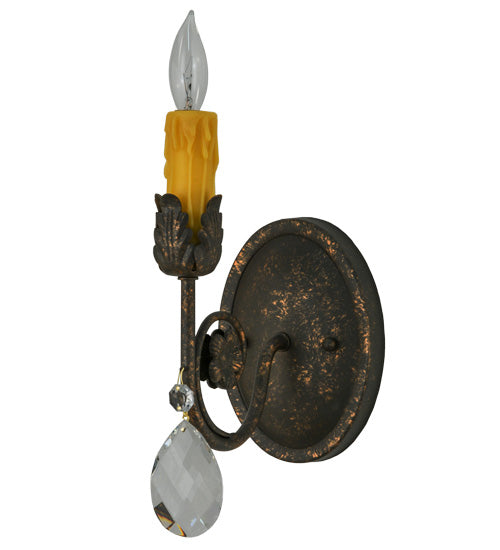 Meyda Lighting Antonia 5" Gilded Tobacco Wall Sconce With Amber Faux Candlelight