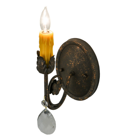 Meyda Lighting Antonia 5" Gilded Tobacco Wall Sconce With Amber Faux Candlelight