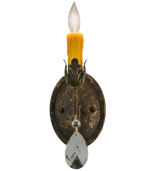 Meyda Lighting Antonia 5" Gilded Tobacco Wall Sconce With Amber Faux Candlelight