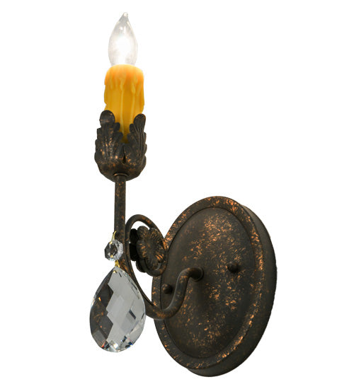 Meyda Lighting Antonia 5" Gilded Tobacco Wall Sconce With Amber Faux Candlelight