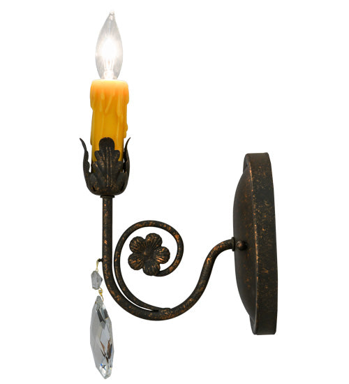 Meyda Lighting Antonia 5" Gilded Tobacco Wall Sconce With Amber Faux Candlelight