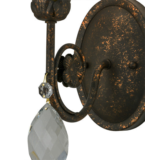 Meyda Lighting Antonia 5" Gilded Tobacco Wall Sconce With Amber Faux Candlelight