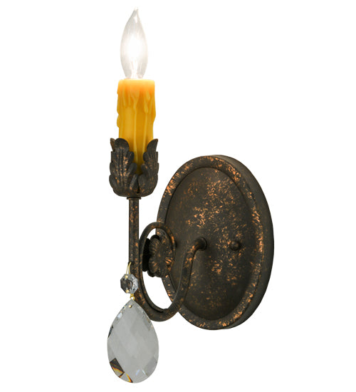 Meyda Lighting Antonia 5" Gilded Tobacco Wall Sconce With Amber Faux Candlelight