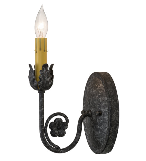 Meyda Lighting Antonia 5" Graphite Pewter Wall Sconce With Ivory Faux Candlelight