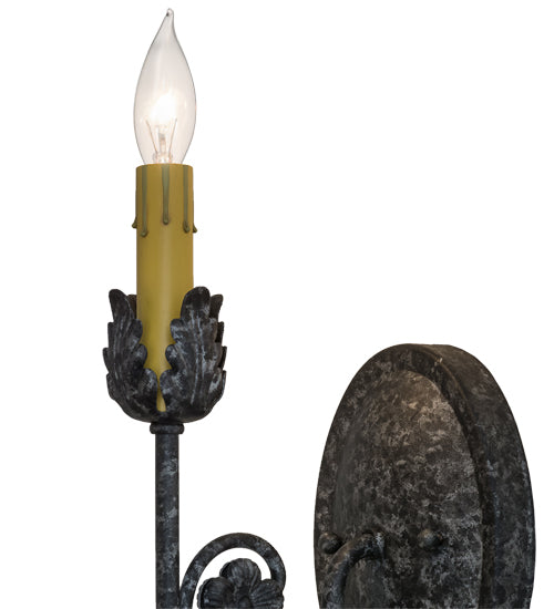 Meyda Lighting Antonia 5" Graphite Pewter Wall Sconce With Ivory Faux Candlelight
