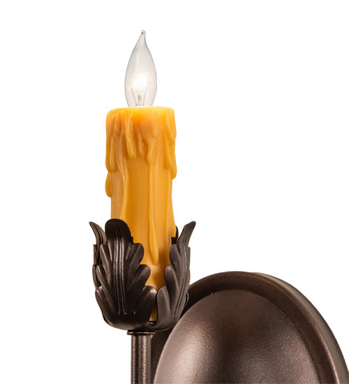 Meyda Lighting Antonia 5" Mahogany Bronze Wall Sconce With Amber Faux Candlelight