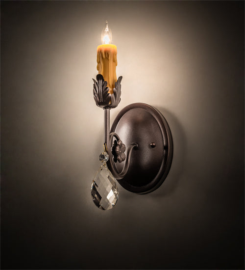 Meyda Lighting Antonia 5" Mahogany Bronze Wall Sconce With Amber Faux Candlelight