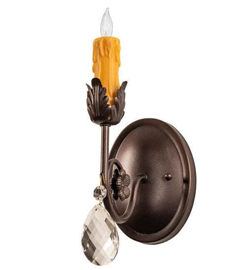 Meyda Lighting Antonia 5" Mahogany Bronze Wall Sconce With Amber Faux Candlelight