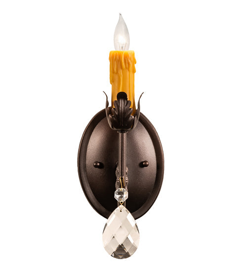 Meyda Lighting Antonia 5" Mahogany Bronze Wall Sconce With Amber Faux Candlelight