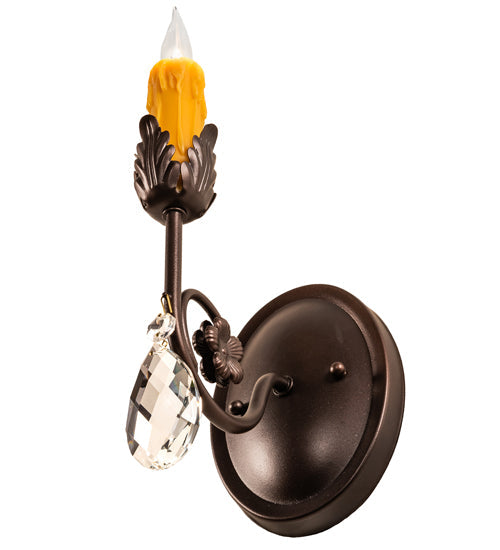 Meyda Lighting Antonia 5" Mahogany Bronze Wall Sconce With Amber Faux Candlelight