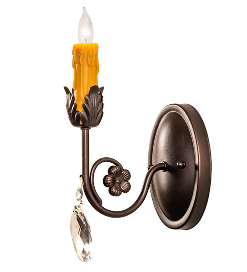 Meyda Lighting Antonia 5" Mahogany Bronze Wall Sconce With Amber Faux Candlelight