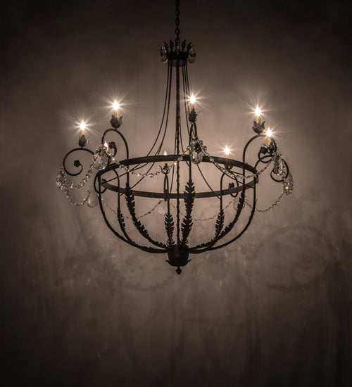 Meyda Lighting Antonia 58" 8-Light Chestnut Chandelier With Ivory Faux Candlelight