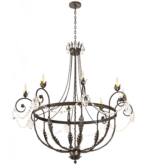 Meyda Lighting Antonia 58" 8-Light Chestnut Chandelier With Ivory Faux Candlelight