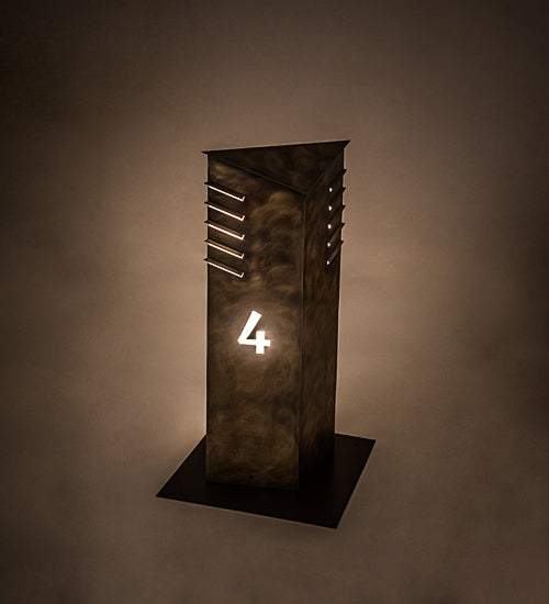 Meyda Lighting Aploks 13"W x 36"H 4-Light Chemical Burnished Brass Personalized 4 Bollard Outdoor Mount Light