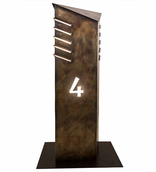 Meyda Lighting Aploks 13"W x 36"H 4-Light Chemical Burnished Brass Personalized 4 Bollard Outdoor Mount Light