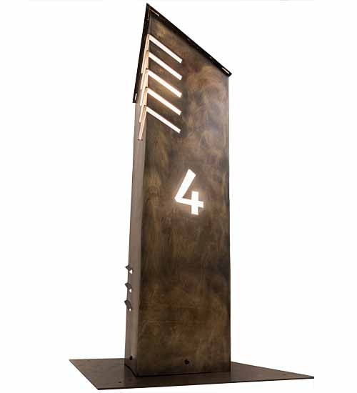 Meyda Lighting Aploks 13"W x 36"H 4-Light Chemical Burnished Brass Personalized 4 Bollard Outdoor Mount Light