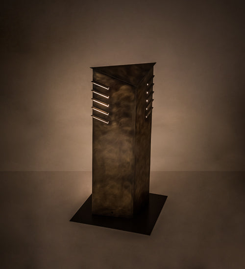 Meyda Lighting Aploks 36" 4-Light Chemical Burnished Brass Bollard Outdoor Post Mount Light With White Stataurio Idalight Shade