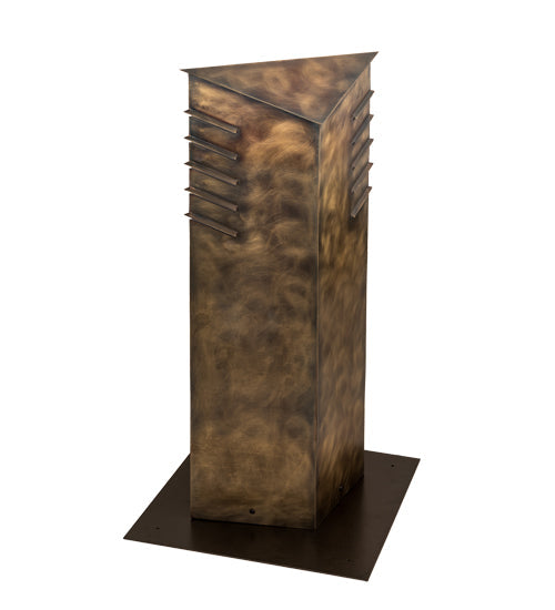 Meyda Lighting Aploks 36" 4-Light Chemical Burnished Brass Bollard Outdoor Post Mount Light With White Stataurio Idalight Shade