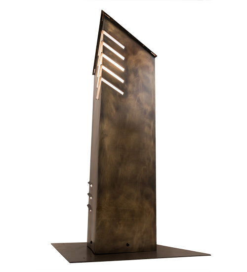 Meyda Lighting Aploks 36" 4-Light Chemical Burnished Brass Bollard Outdoor Post Mount Light With White Stataurio Idalight Shade