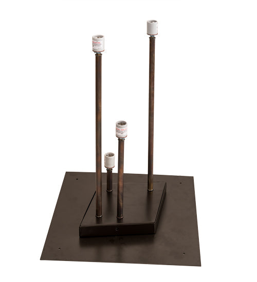 Meyda Lighting Aploks 36" 4-Light Chemical Burnished Brass Bollard Outdoor Post Mount Light With White Stataurio Idalight Shade