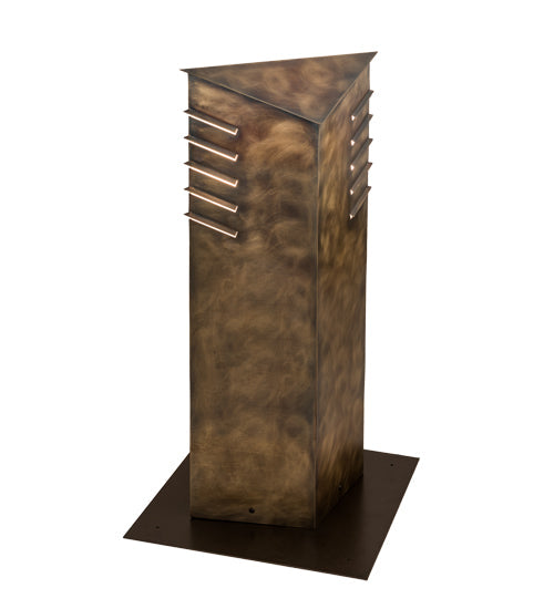 Meyda Lighting Aploks 36" 4-Light Chemical Burnished Brass Bollard Outdoor Post Mount Light With White Stataurio Idalight Shade