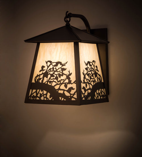 Meyda Lighting Apple Branch 14" Oil Rubbed Bronze Wall Sconce With Bleached Honey Onyx Acrylic Shade