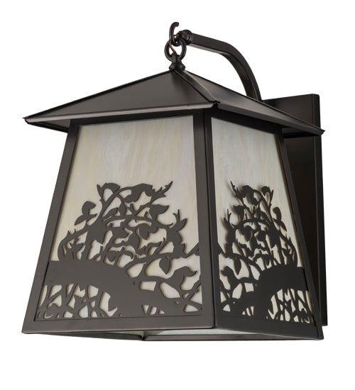 Meyda Lighting Apple Branch 14" Oil Rubbed Bronze Wall Sconce With Bleached Honey Onyx Acrylic Shade